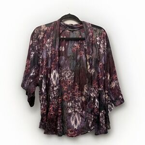 Aimee D Petites Dark Academia Floral Kimono Plum Grunge Casual Cardigan Size P-L